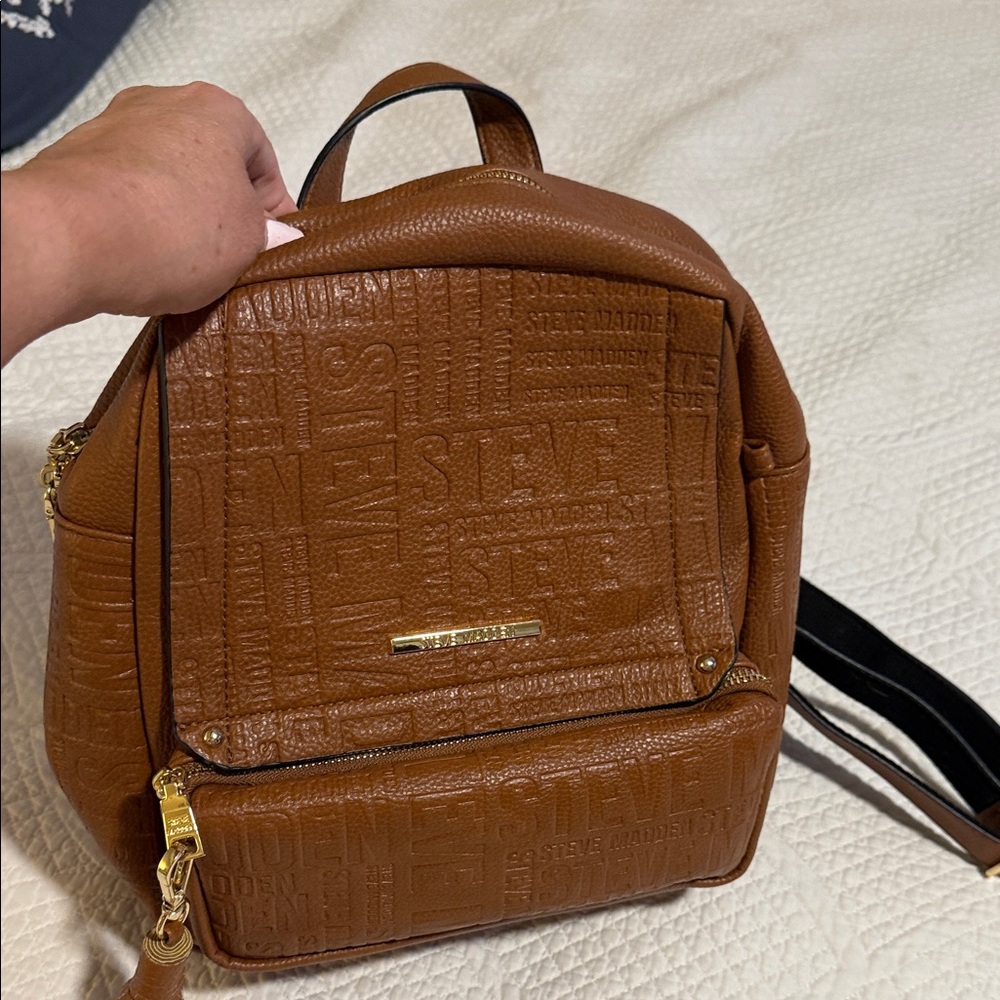 Steve Madden Tan Embossed Backpack